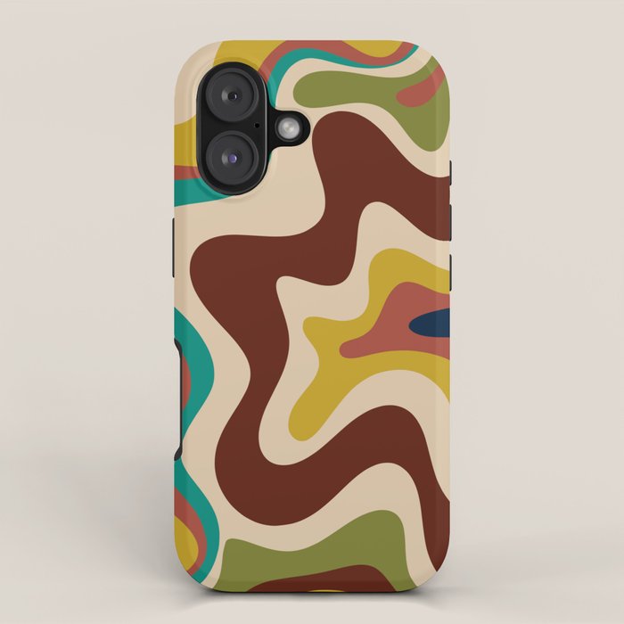 Retro Liquid Swirl 70s Contemporary Abstract iPhone Case Gallery Image 1