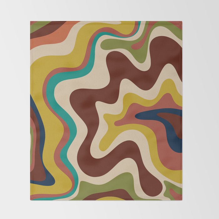 Retro Liquid Swirl 70s Contemporary Abstract Throw Blanket Gallery Image 2