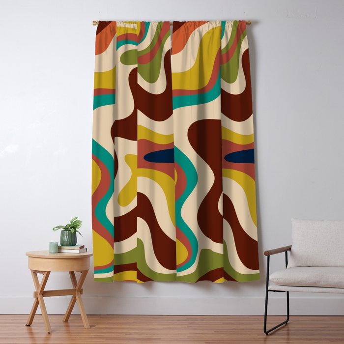 Retro Liquid Swirl 70s Contemporary Abstract Window Curtain Gallery Image 5