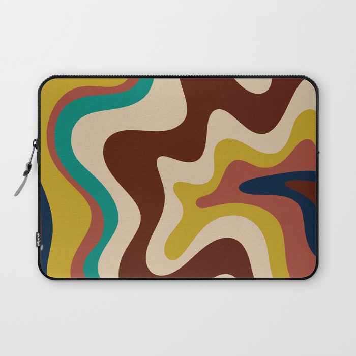 Retro Liquid Swirl 70s Contemporary Abstract Laptop Sleeve Gallery Image 1