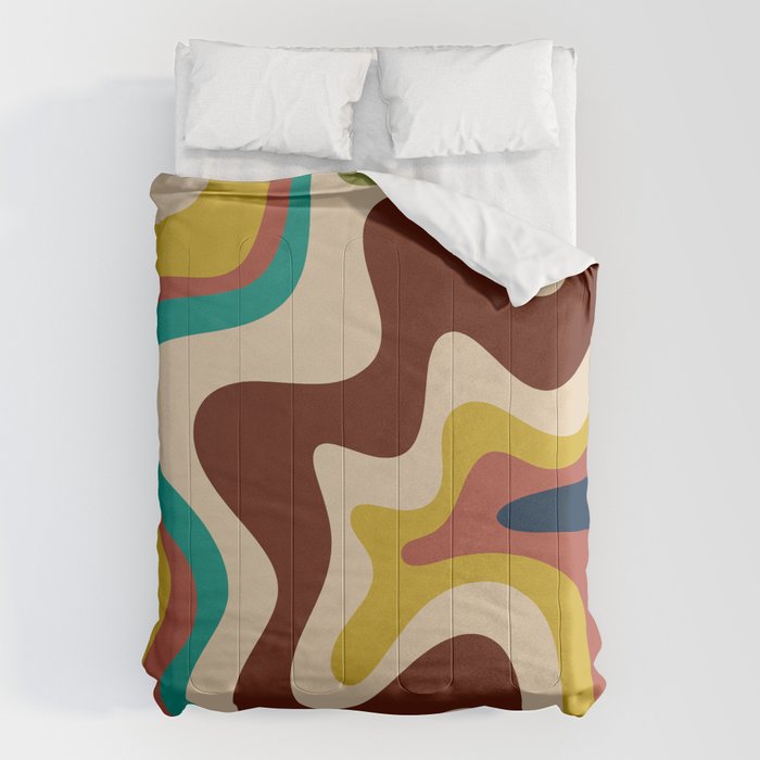 Retro Liquid Swirl 70s Contemporary Abstract Comforter Gallery Image 6