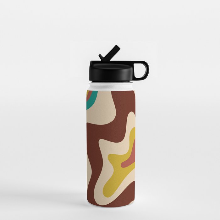 Retro Liquid Swirl 70s Contemporary Abstract Water Bottle Gallery Image 1