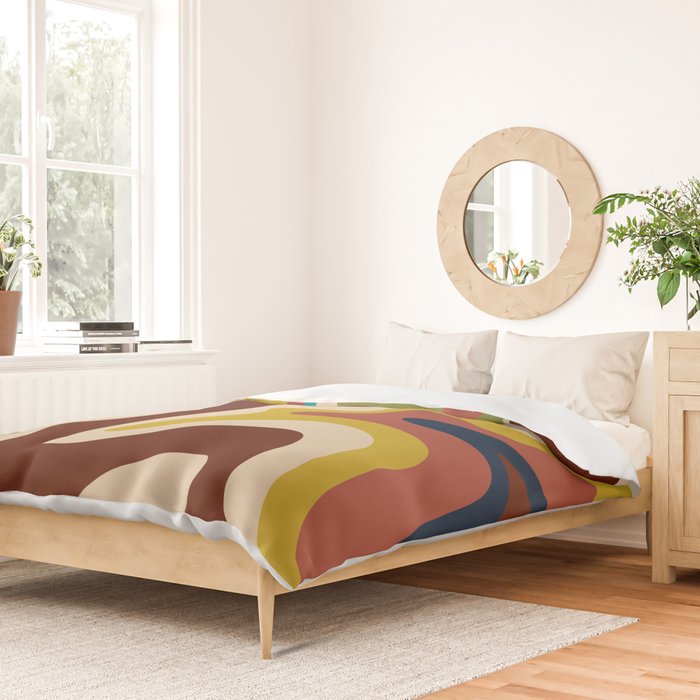 Retro Liquid Swirl 70s Contemporary Abstract Duvet Cover Gallery Image 2