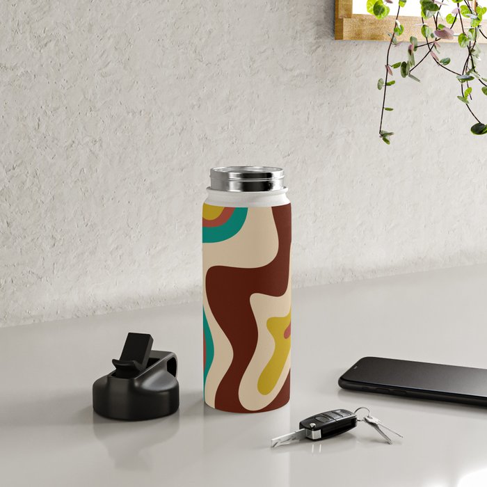 Retro Liquid Swirl 70s Contemporary Abstract Water Bottle Gallery Image 4