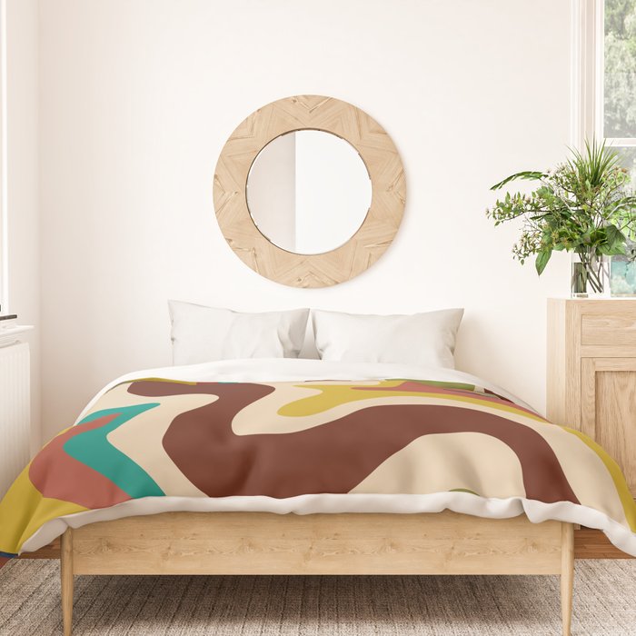 Retro Liquid Swirl 70s Contemporary Abstract Duvet Cover Gallery Image 3