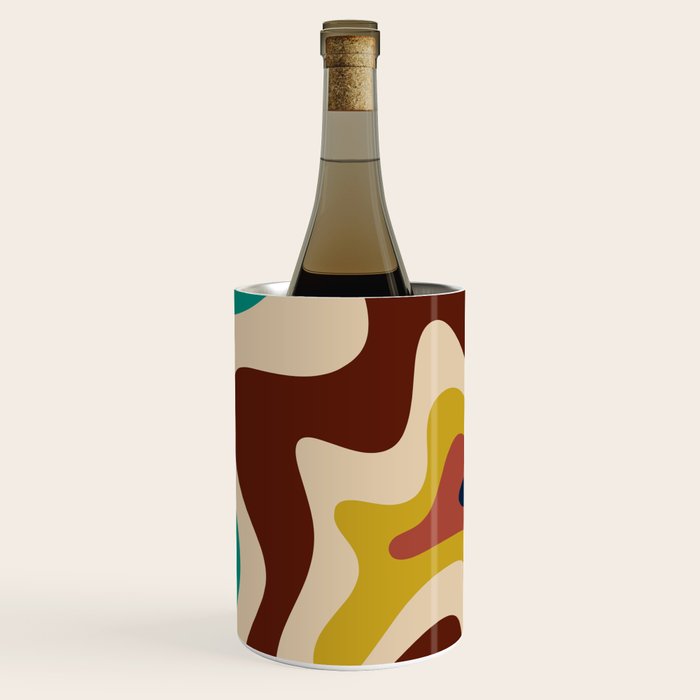 Retro Liquid Swirl 70s Contemporary Abstract Wine Chiller Gallery Image 1