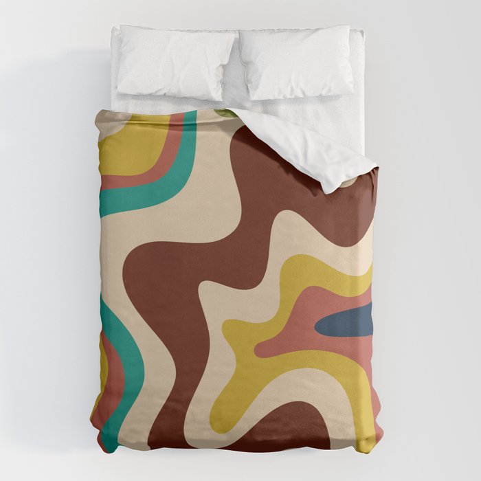 Retro Liquid Swirl 70s Contemporary Abstract Duvet Cover Gallery Image 1