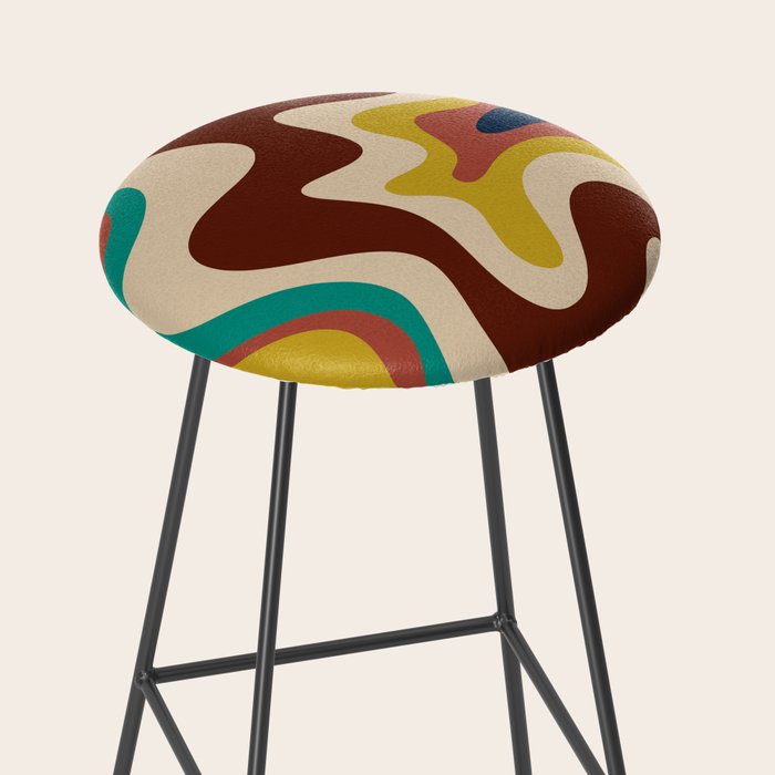 Retro Liquid Swirl 70s Contemporary Abstract Stool Gallery Image 2