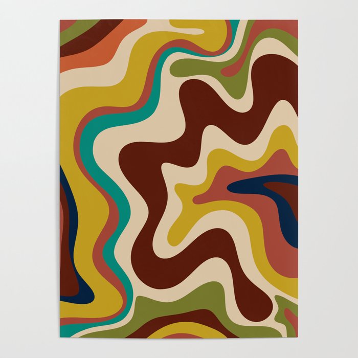 Retro Liquid Swirl 70s Contemporary Abstract Poster Gallery Image 1