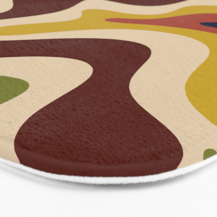 Retro Liquid Swirl 70s Contemporary Abstract Bath Mat Gallery Image 3