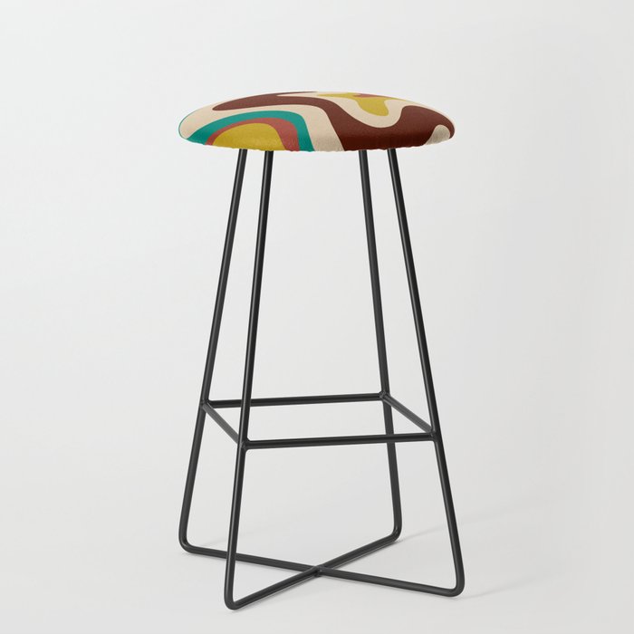 Retro Liquid Swirl 70s Contemporary Abstract Stool Gallery Image 1