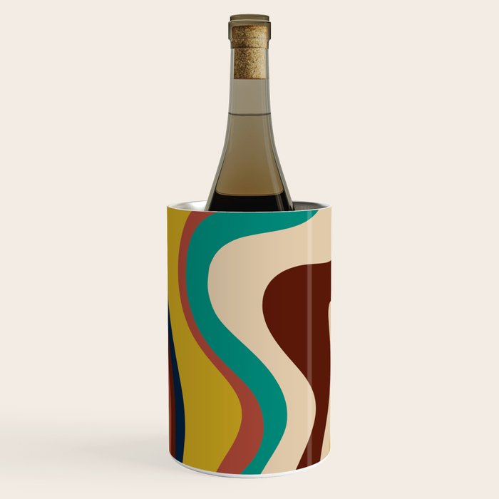 Retro Liquid Swirl 70s Contemporary Abstract Wine Chiller Gallery Image 2