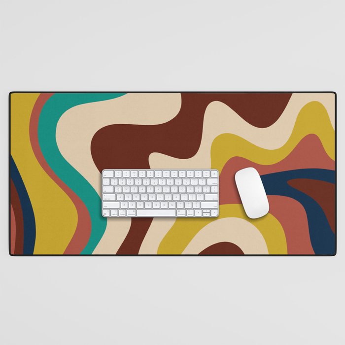 Retro Liquid Swirl 70s Contemporary Abstract Desk Mat Gallery Image 1