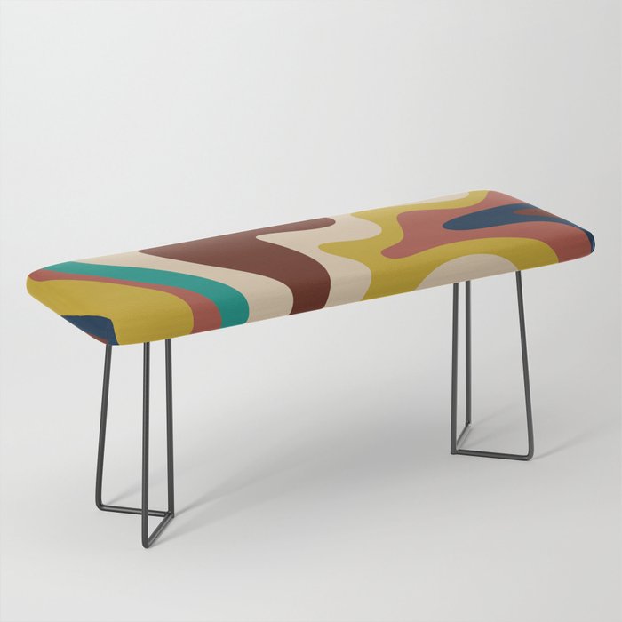 Retro Liquid Swirl 70s Contemporary Abstract Bench Gallery Image 1