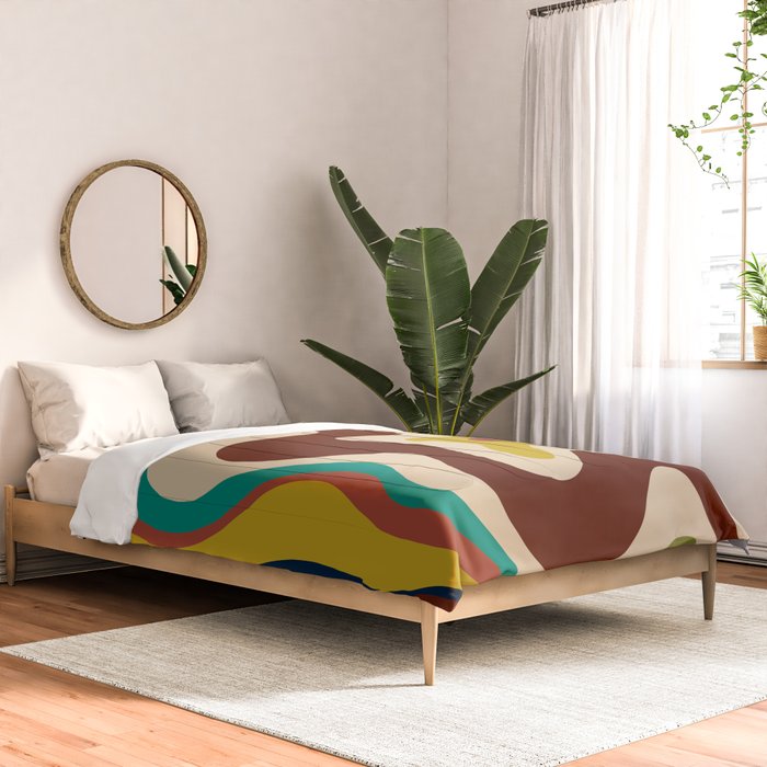 Retro Liquid Swirl 70s Contemporary Abstract Comforter Gallery Image 2