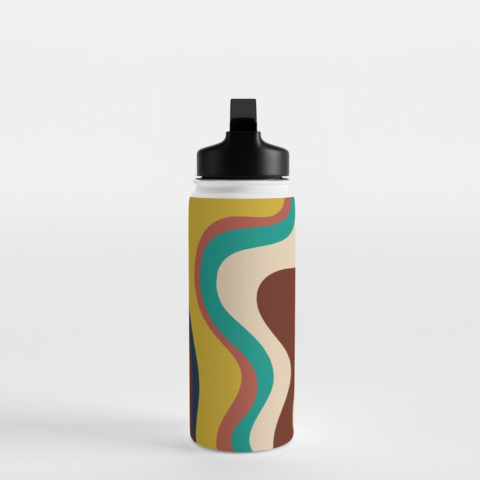 Retro Liquid Swirl 70s Contemporary Abstract Water Bottle Gallery Image 3