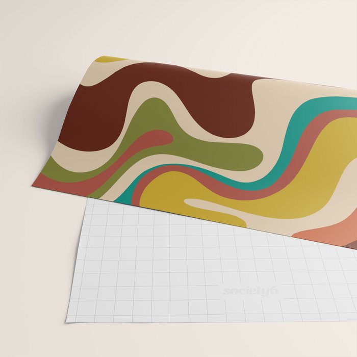 Retro Liquid Swirl 70s Contemporary Abstract Wrapping Paper Gallery Image 2