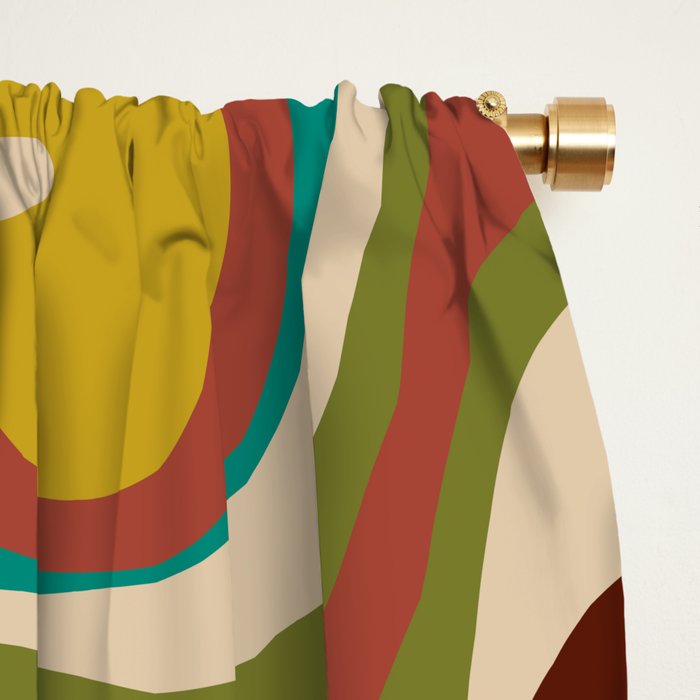 Retro Liquid Swirl 70s Contemporary Abstract Window Curtain Gallery Image 2
