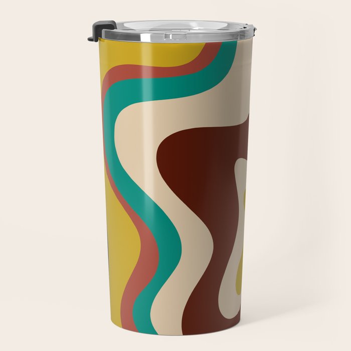 Retro Liquid Swirl 70s Contemporary Abstract Travel Mug Gallery Image 3