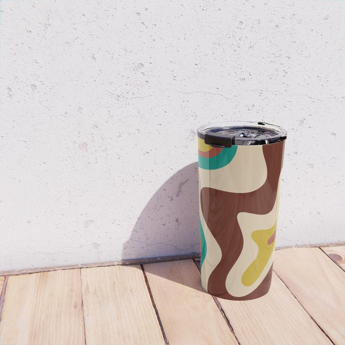 Retro Liquid Swirl 70s Contemporary Abstract Travel Mug Gallery Image 4