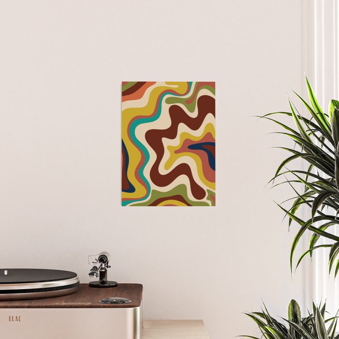 Retro Liquid Swirl 70s Contemporary Abstract Poster Gallery Image 2