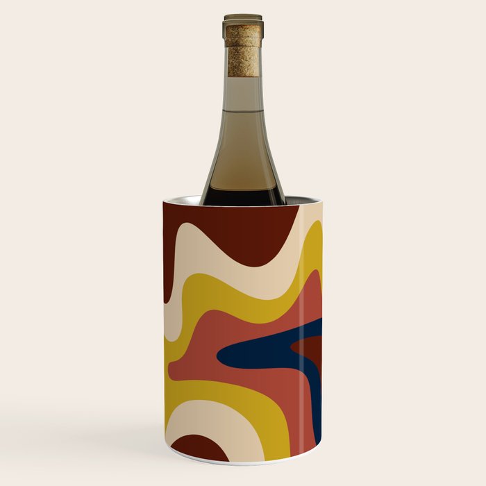 Retro Liquid Swirl 70s Contemporary Abstract Wine Chiller Gallery Image 3