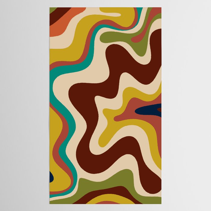 Retro Liquid Swirl 70s Contemporary Abstract Tablecloth Gallery Image 2