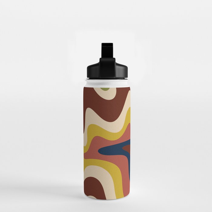 Retro Liquid Swirl 70s Contemporary Abstract Water Bottle Gallery Image 2