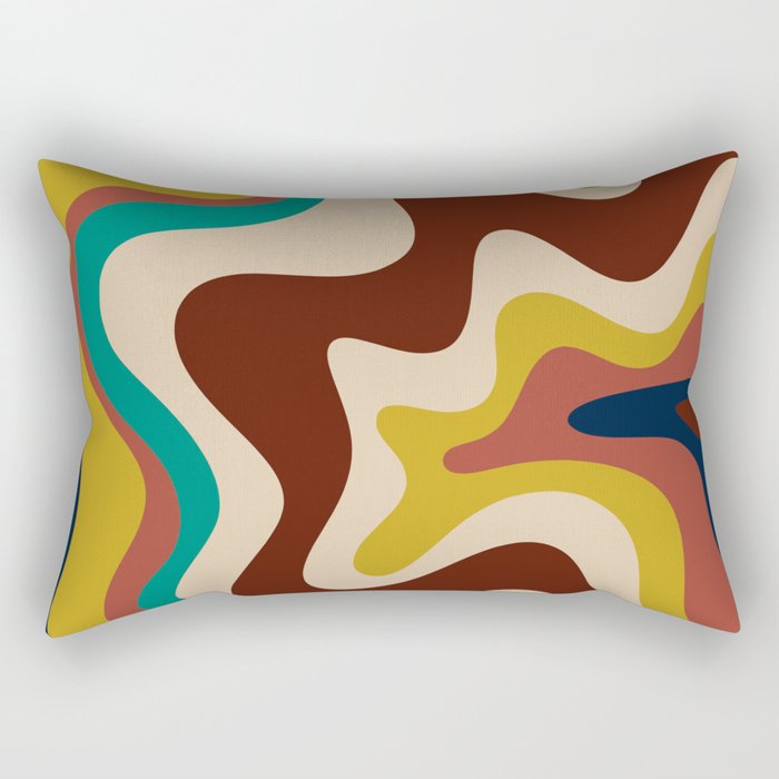Retro Liquid Swirl 70s Contemporary Abstract Rectangular Pillow Gallery Image 2