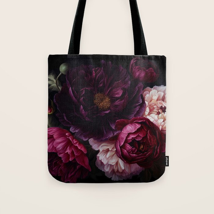 Nostalgic Lush Baroque Night Flowers Tote Bag Gallery Image 1