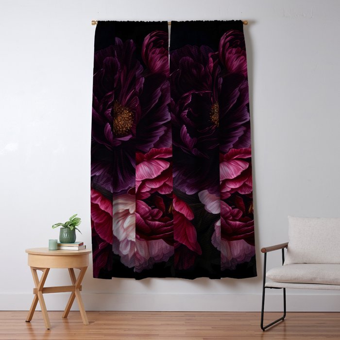 Nostalgic Lush Baroque Night Flowers Window Curtain Gallery Image 5