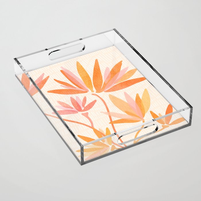 Earthy Pastel Floral Illustration Acrylic Tray Gallery Image 1
