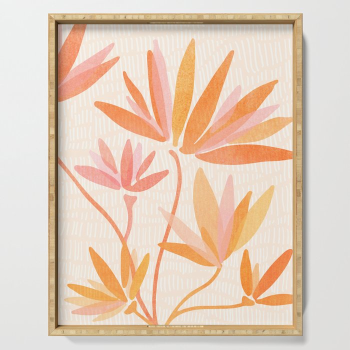 Earthy Pastel Floral Illustration Serving Tray Gallery Image 1