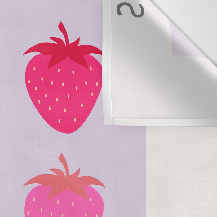 Les Fraises | 03 - Abstract Retro Fruit, Pink And Purple Print Preppy Strawberries Wall Tapestry Gallery Image 3