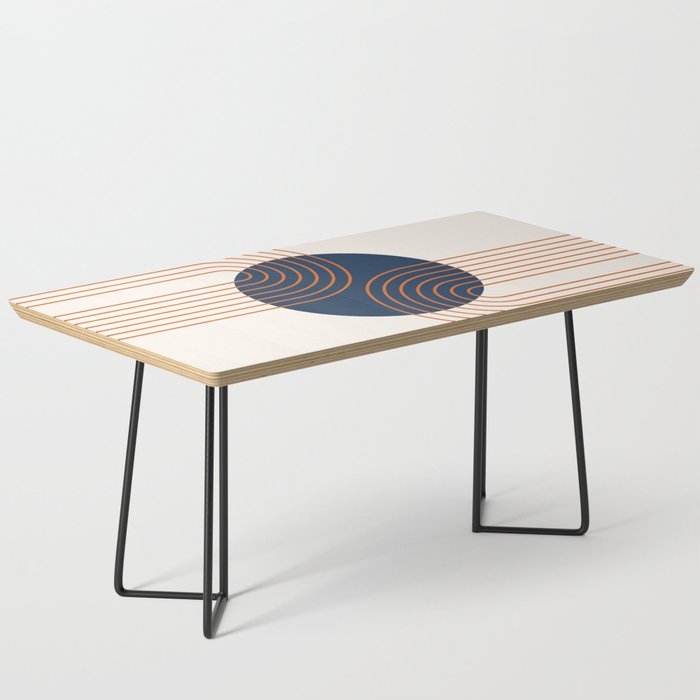 Mid Century Modern Geometric 162 Sun Rainbow abstract in Navy Blue Orange Coffee Table Gallery Image 1