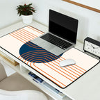 Mid Century Modern Geometric 162 Sun Rainbow abstract in Navy Blue Orange Desk Mat Gallery Image 2