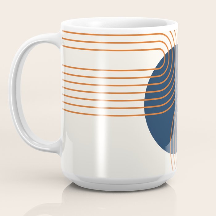 Mid Century Modern Geometric 162 Sun Rainbow abstract in Navy Blue Orange Coffee Mug Gallery Image 3
