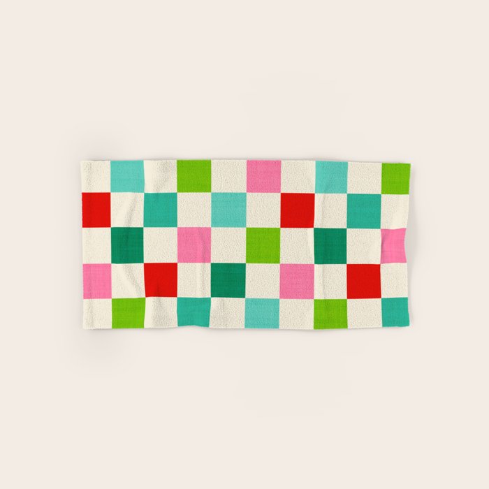 Retro Holiday chequered board pattern - candy Bath Towel Gallery Image 1