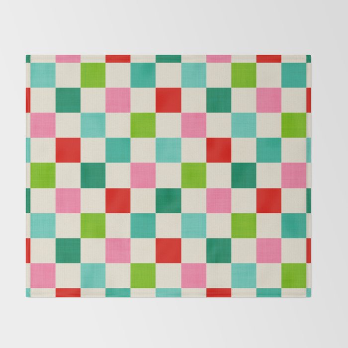 Retro Holiday chequered board pattern - candy Throw Blanket Gallery Image 2
