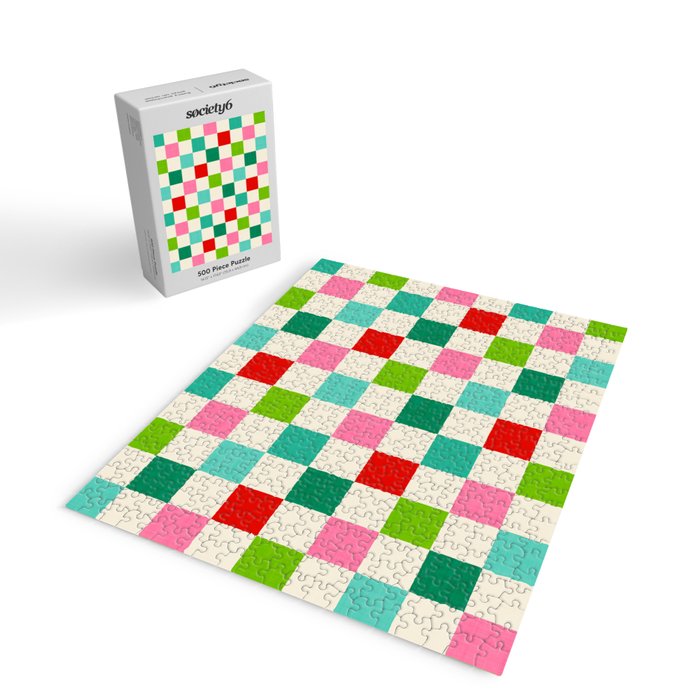 Retro Holiday chequered board pattern - candy Jigsaw Puzzle Gallery Image 2