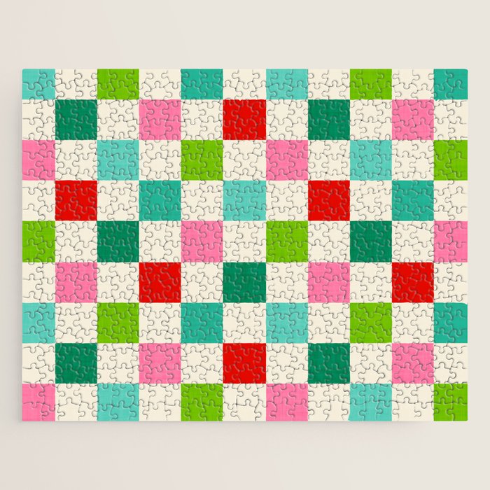 Retro Holiday chequered board pattern - candy Jigsaw Puzzle Gallery Image 1