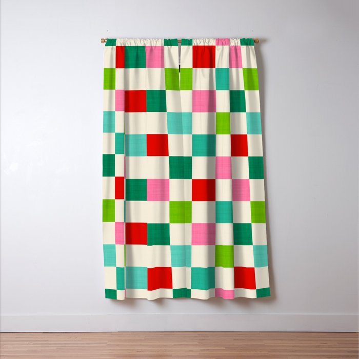 Retro Holiday chequered board pattern - candy Window Curtain Gallery Image 3