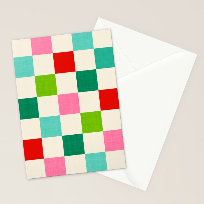 Retro Holiday chequered board pattern - candy Stationery Card Gallery Image 2