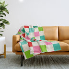 Retro Holiday chequered board pattern - candy Throw Blanket Gallery Image 1