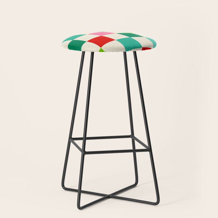 Retro Holiday chequered board pattern - candy Stool Gallery Image 1