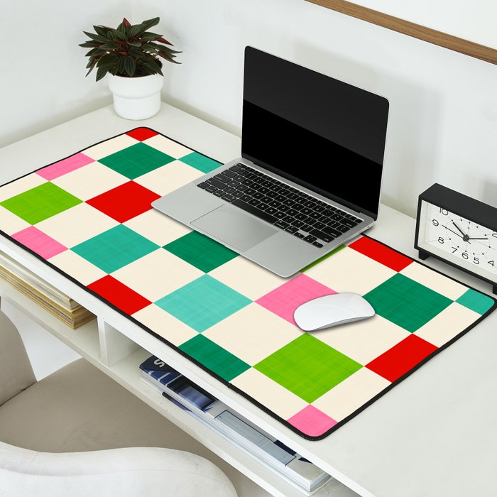Retro Holiday chequered board pattern - candy Desk Mat Gallery Image 2