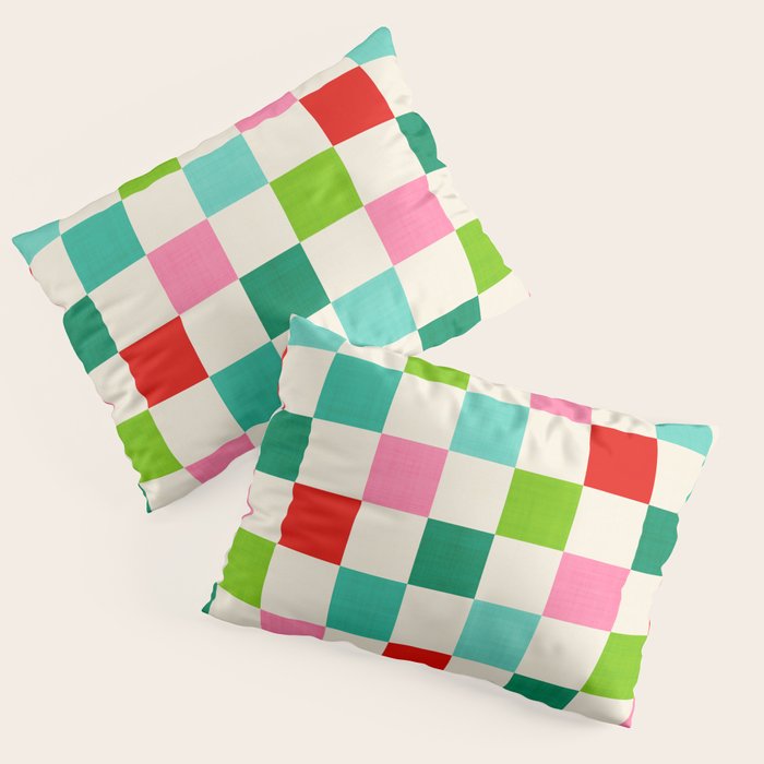 Retro Holiday chequered board pattern - candy Pillow Sham Gallery Image 3