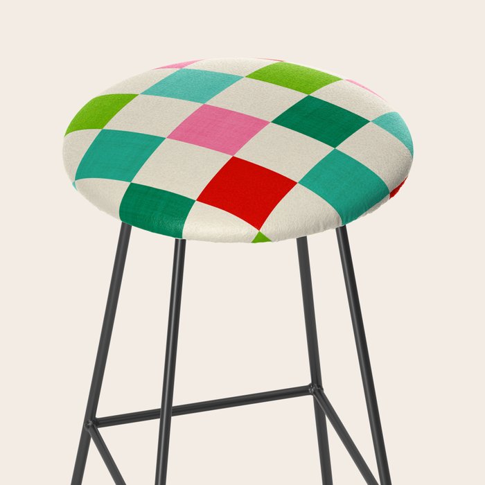 Retro Holiday chequered board pattern - candy Stool Gallery Image 2