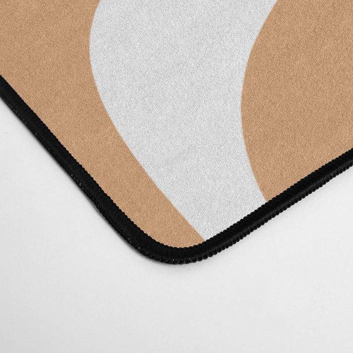 Liquid Swirl Retro Modern Abstract Pattern in Caramel Ochre and White Desk Mat Gallery Image 4