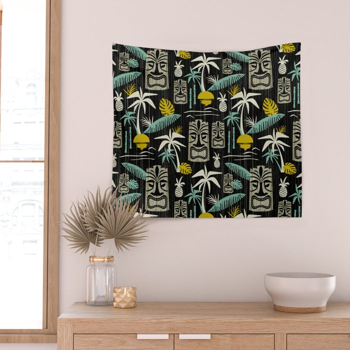 Island Tiki - Black Wall Tapestry Gallery Image 2